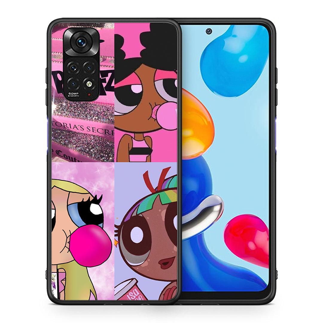 Θήκη Αγίου Βαλεντίνου Xiaomi Redmi Note 11 Bubble Girls από τη Smartfits με σχέδιο στο πίσω μέρος και μαύρο περίβλημα | Xiaomi Redmi Note 11 Bubble Girls case with colorful back and black bezels