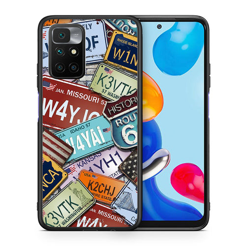 Θήκη Xiaomi Redmi 10/Redmi Note 11 4G Car Plates από τη Smartfits με σχέδιο στο πίσω μέρος και μαύρο περίβλημα | Xiaomi Redmi 10/Redmi Note 11 4G Car Plates case with colorful back and black bezels