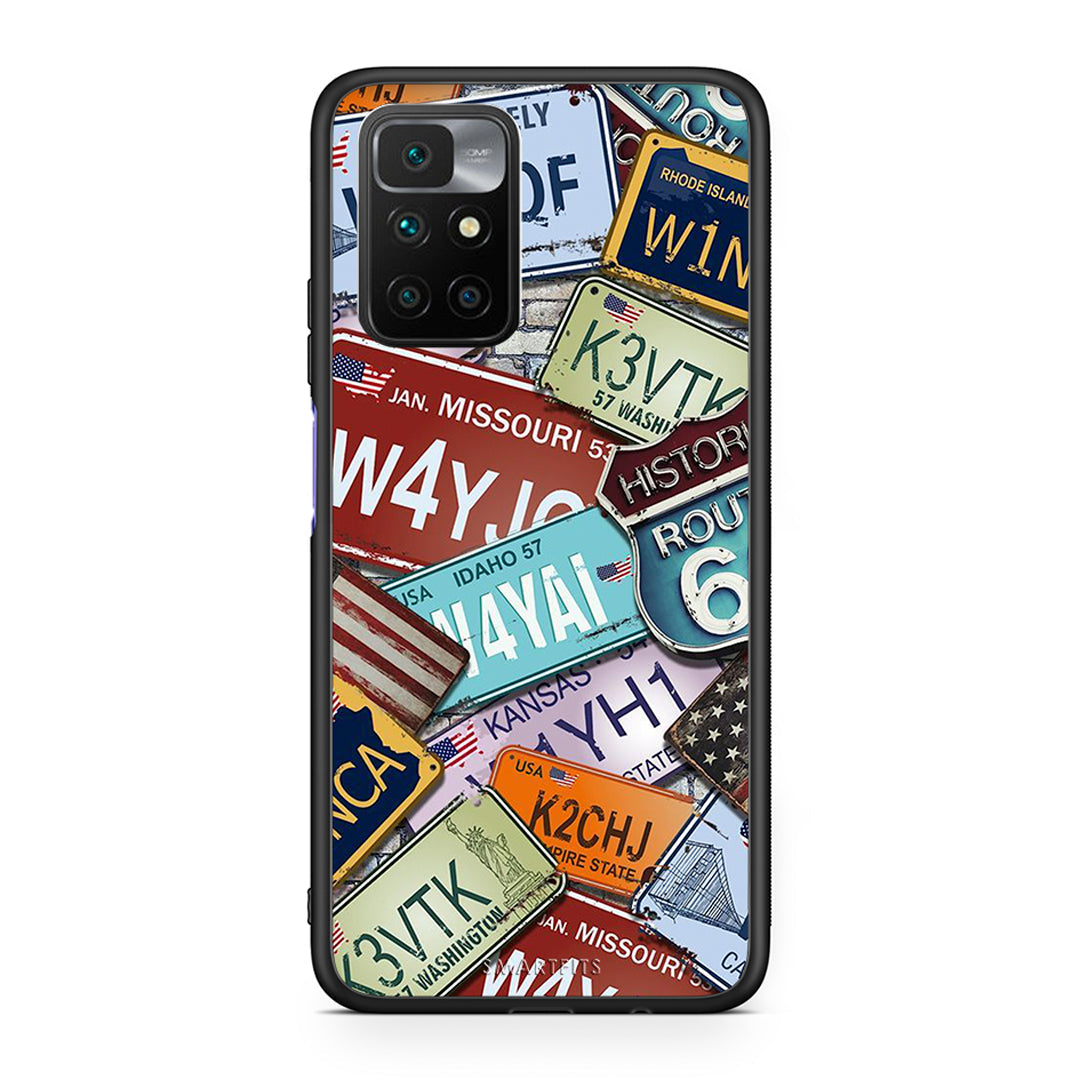 Xiaomi Redmi 10/Redmi Note 11 4G Car Plates θήκη από τη Smartfits με σχέδιο στο πίσω μέρος και μαύρο περίβλημα | Smartphone case with colorful back and black bezels by Smartfits
