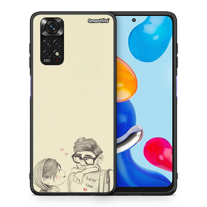 Θήκη Xiaomi Redmi Note 11 Carl And Ellie από τη Smartfits με σχέδιο στο πίσω μέρος και μαύρο περίβλημα | Xiaomi Redmi Note 11 Carl And Ellie case with colorful back and black bezels