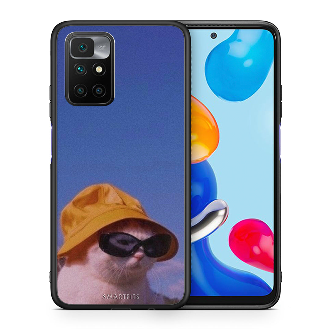 Θήκη Xiaomi Redmi 10/Redmi Note 11 4G Cat Diva από τη Smartfits με σχέδιο στο πίσω μέρος και μαύρο περίβλημα | Xiaomi Redmi 10/Redmi Note 11 4G Cat Diva case with colorful back and black bezels