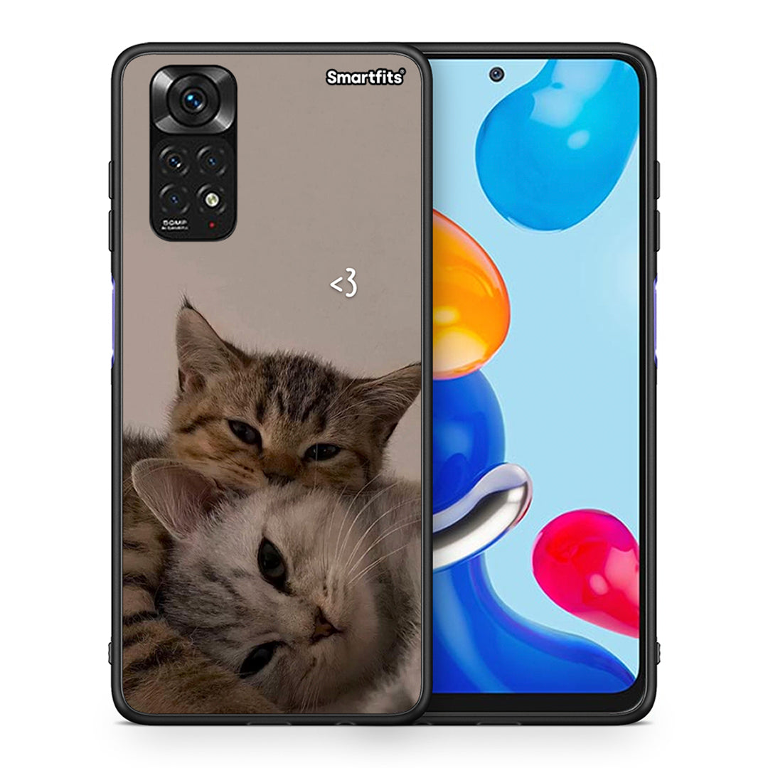 Θήκη Xiaomi Redmi Note 11 Cats In Love από τη Smartfits με σχέδιο στο πίσω μέρος και μαύρο περίβλημα | Xiaomi Redmi Note 11 Cats In Love case with colorful back and black bezels