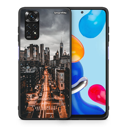 Θήκη Xiaomi Redmi Note 11 City Lights από τη Smartfits με σχέδιο στο πίσω μέρος και μαύρο περίβλημα | Xiaomi Redmi Note 11 City Lights case with colorful back and black bezels