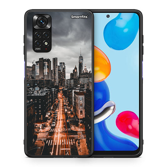 Θήκη Xiaomi Redmi 10/Redmi Note 11 4G City Lights από τη Smartfits με σχέδιο στο πίσω μέρος και μαύρο περίβλημα | Xiaomi Redmi 10/Redmi Note 11 4G City Lights case with colorful back and black bezels