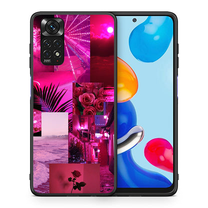 Θήκη Αγίου Βαλεντίνου Xiaomi Redmi Note 11 Collage Red Roses από τη Smartfits με σχέδιο στο πίσω μέρος και μαύρο περίβλημα | Xiaomi Redmi Note 11 Collage Red Roses case with colorful back and black bezels