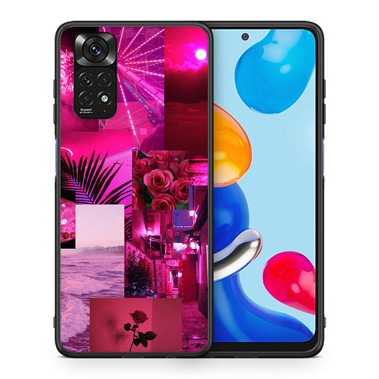 Θήκη Αγίου Βαλεντίνου Xiaomi Redmi Note 11 Collage Red Roses από τη Smartfits με σχέδιο στο πίσω μέρος και μαύρο περίβλημα | Xiaomi Redmi Note 11 Collage Red Roses case with colorful back and black bezels