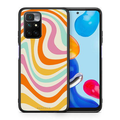 Θήκη Xiaomi Redmi 10/Redmi Note 11 4G Colourful Waves από τη Smartfits με σχέδιο στο πίσω μέρος και μαύρο περίβλημα | Xiaomi Redmi 10/Redmi Note 11 4G Colourful Waves case with colorful back and black bezels