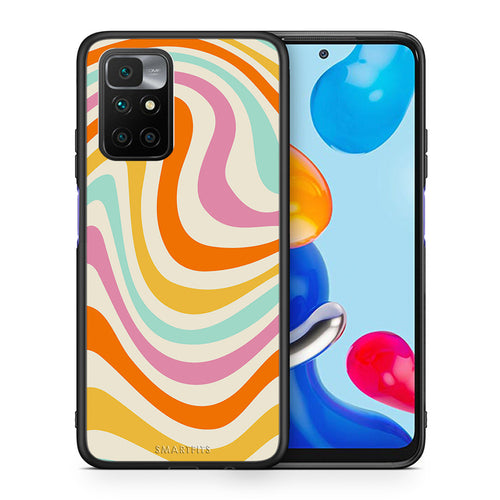 Θήκη Xiaomi Redmi 10/Redmi Note 11 4G Colourful Waves από τη Smartfits με σχέδιο στο πίσω μέρος και μαύρο περίβλημα | Xiaomi Redmi 10/Redmi Note 11 4G Colourful Waves case with colorful back and black bezels