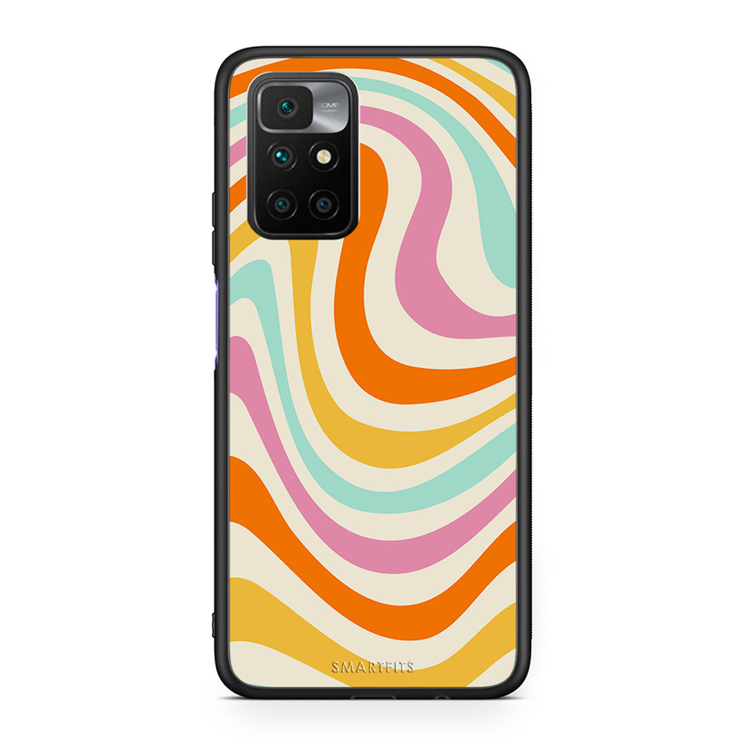 Xiaomi Redmi 10/Redmi Note 11 4G Colourful Waves θήκη από τη Smartfits με σχέδιο στο πίσω μέρος και μαύρο περίβλημα | Smartphone case with colorful back and black bezels by Smartfits
