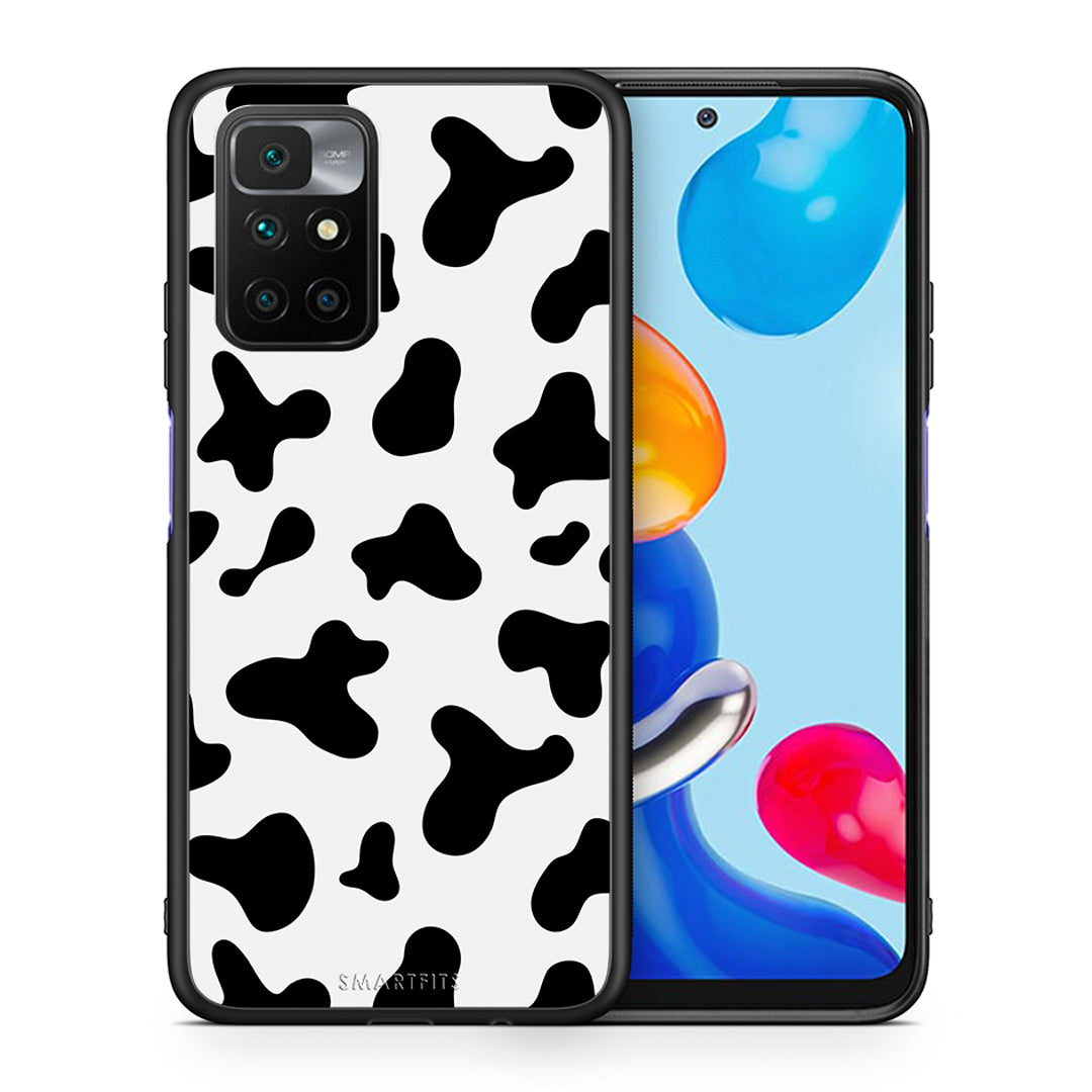 Θήκη Xiaomi Redmi 10/Redmi Note 11 4G Cow Print από τη Smartfits με σχέδιο στο πίσω μέρος και μαύρο περίβλημα | Xiaomi Redmi 10/Redmi Note 11 4G Cow Print case with colorful back and black bezels