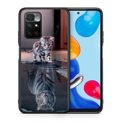 Θήκη Xiaomi Redmi 10/Redmi Note 11 4G Tiger Cute από τη Smartfits με σχέδιο στο πίσω μέρος και μαύρο περίβλημα | Xiaomi Redmi 10/Redmi Note 11 4G Tiger Cute case with colorful back and black bezels