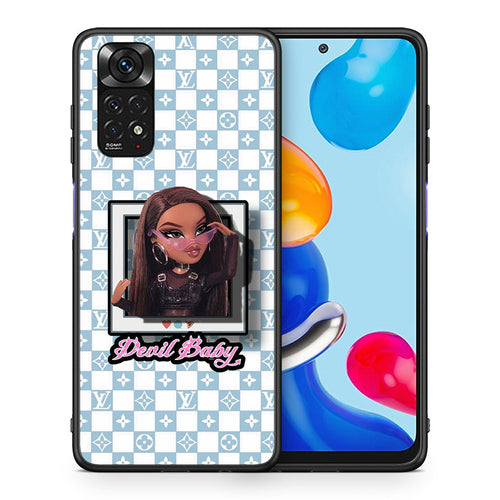 Θήκη Αγίου Βαλεντίνου Xiaomi Redmi Note 11 Devil Baby από τη Smartfits με σχέδιο στο πίσω μέρος και μαύρο περίβλημα | Xiaomi Redmi Note 11 Devil Baby case with colorful back and black bezels