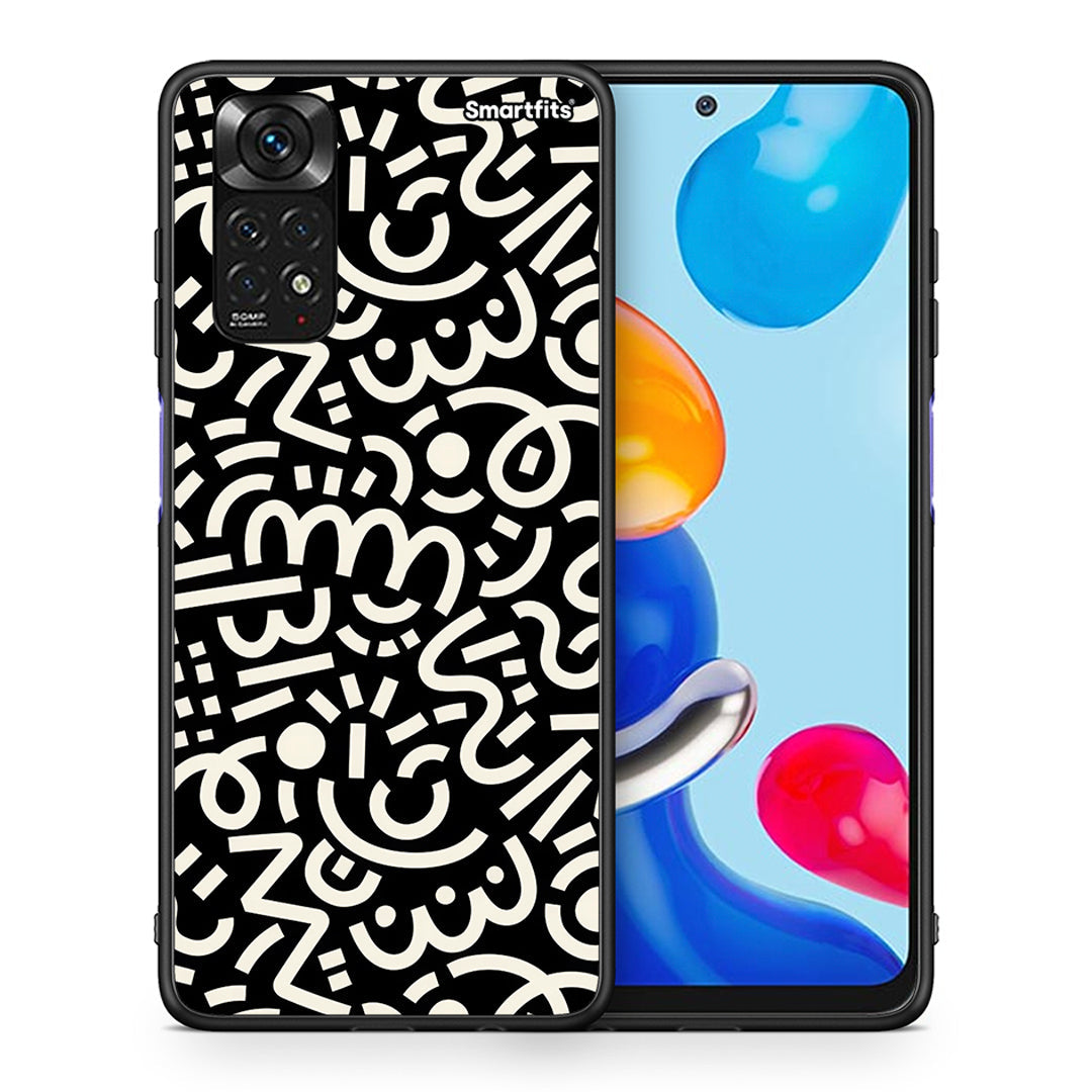 Θήκη Xiaomi Redmi Note 11 Doodle Art από τη Smartfits με σχέδιο στο πίσω μέρος και μαύρο περίβλημα | Xiaomi Redmi Note 11 Doodle Art case with colorful back and black bezels