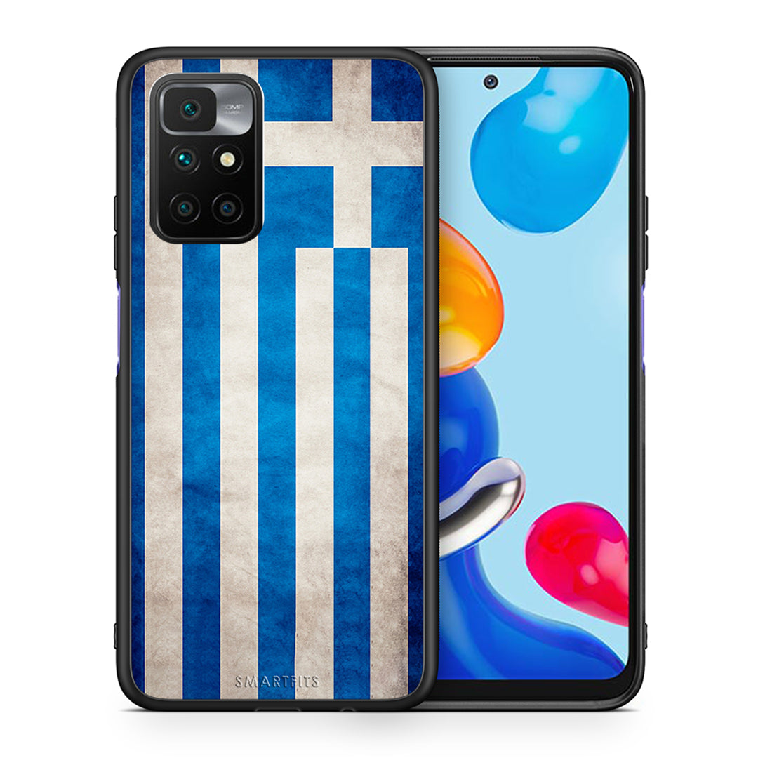 Θήκη Xiaomi Redmi 10/Redmi Note 11 4G Greek Flag από τη Smartfits με σχέδιο στο πίσω μέρος και μαύρο περίβλημα | Xiaomi Redmi 10/Redmi Note 11 4G Greek Flag case with colorful back and black bezels