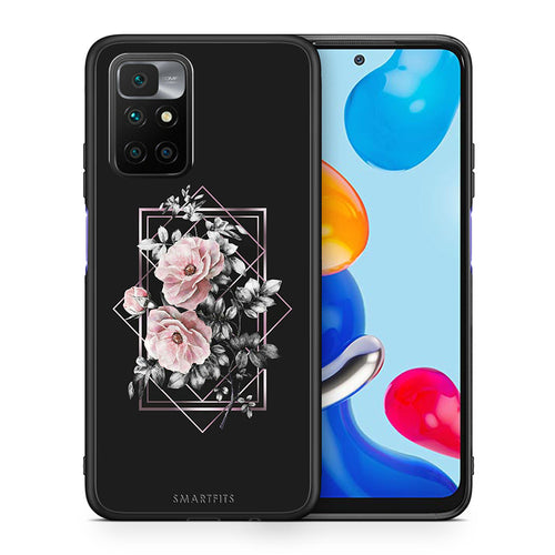 Θήκη Xiaomi Redmi 10/Redmi Note 11 4G Frame Flower από τη Smartfits με σχέδιο στο πίσω μέρος και μαύρο περίβλημα | Xiaomi Redmi 10/Redmi Note 11 4G Frame Flower case with colorful back and black bezels