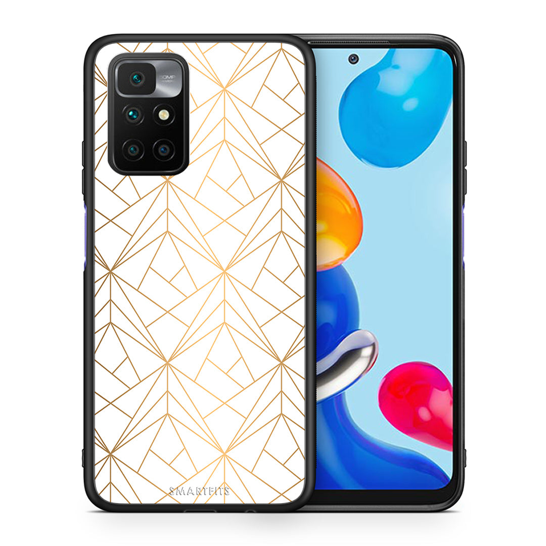 Θήκη Xiaomi Redmi 10/Redmi Note 11 4G Luxury White Geometric από τη Smartfits με σχέδιο στο πίσω μέρος και μαύρο περίβλημα | Xiaomi Redmi 10/Redmi Note 11 4G Luxury White Geometric case with colorful back and black bezels