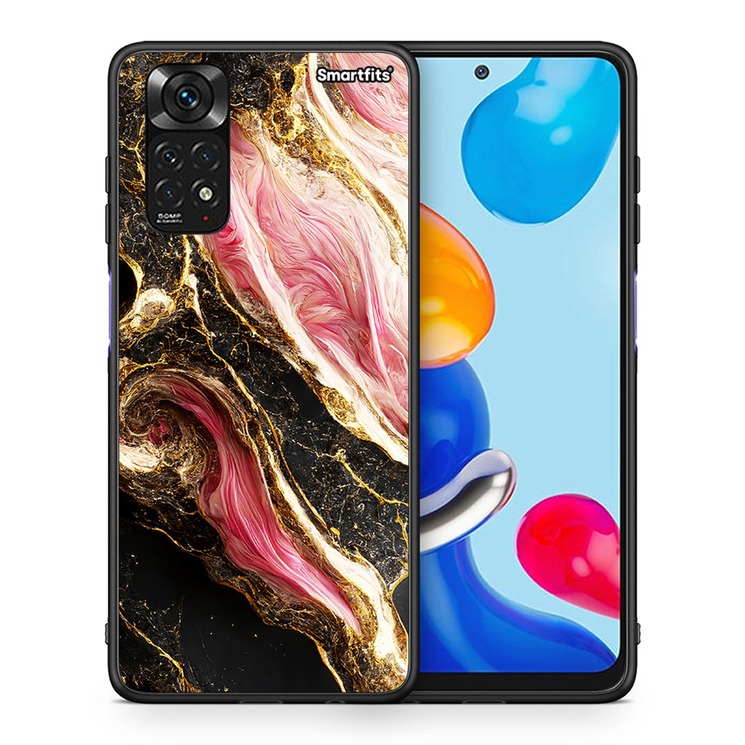 Θήκη Xiaomi Redmi Note 11 Glamorous Pink Marble από τη Smartfits με σχέδιο στο πίσω μέρος και μαύρο περίβλημα | Xiaomi Redmi Note 11 Glamorous Pink Marble case with colorful back and black bezels