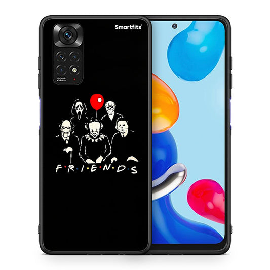 Θήκη Xiaomi Redmi Note 11 Halloween Friends από τη Smartfits με σχέδιο στο πίσω μέρος και μαύρο περίβλημα | Xiaomi Redmi Note 11 Halloween Friends case with colorful back and black bezels