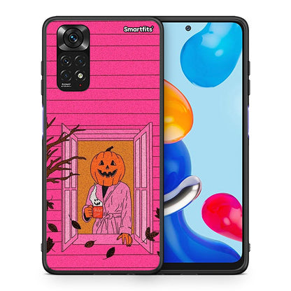 Θήκη Xiaomi Redmi Note 11 Halloween Pumpkin Lady από τη Smartfits με σχέδιο στο πίσω μέρος και μαύρο περίβλημα | Xiaomi Redmi Note 11 Halloween Pumpkin Lady case with colorful back and black bezels