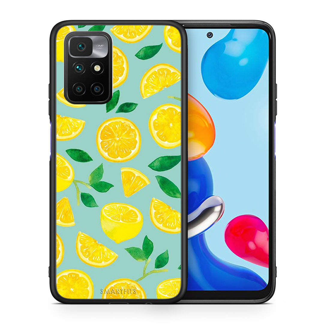 Θήκη Xiaomi Redmi 10/Redmi Note 11 4G Lemons από τη Smartfits με σχέδιο στο πίσω μέρος και μαύρο περίβλημα | Xiaomi Redmi 10/Redmi Note 11 4G Lemons case with colorful back and black bezels