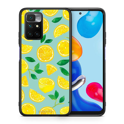 Θήκη Xiaomi Redmi 10/Redmi Note 11 4G Lemons από τη Smartfits με σχέδιο στο πίσω μέρος και μαύρο περίβλημα | Xiaomi Redmi 10/Redmi Note 11 4G Lemons case with colorful back and black bezels