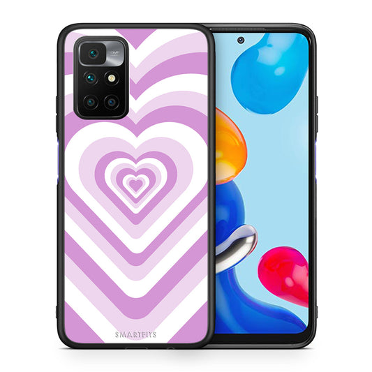 Θήκη Xiaomi Redmi 10/Redmi Note 11 4G Lilac Hearts από τη Smartfits με σχέδιο στο πίσω μέρος και μαύρο περίβλημα | Xiaomi Redmi 10/Redmi Note 11 4G Lilac Hearts case with colorful back and black bezels