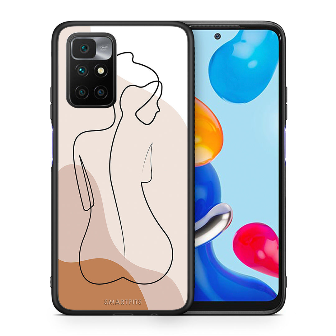 Θήκη Xiaomi Redmi 10/Redmi Note 11 4G LineArt Woman από τη Smartfits με σχέδιο στο πίσω μέρος και μαύρο περίβλημα | Xiaomi Redmi 10/Redmi Note 11 4G LineArt Woman case with colorful back and black bezels