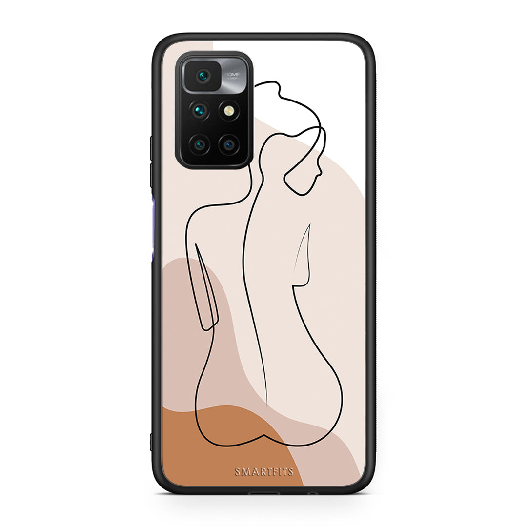 Xiaomi Redmi 10/Redmi Note 11 4G LineArt Woman θήκη από τη Smartfits με σχέδιο στο πίσω μέρος και μαύρο περίβλημα | Smartphone case with colorful back and black bezels by Smartfits