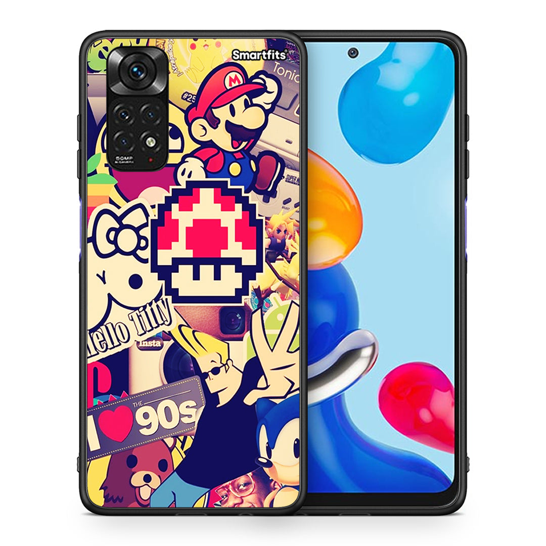 Θήκη Xiaomi Redmi 10/Redmi Note 11 4G Love The 90s από τη Smartfits με σχέδιο στο πίσω μέρος και μαύρο περίβλημα | Xiaomi Redmi 10/Redmi Note 11 4G Love The 90s case with colorful back and black bezels
