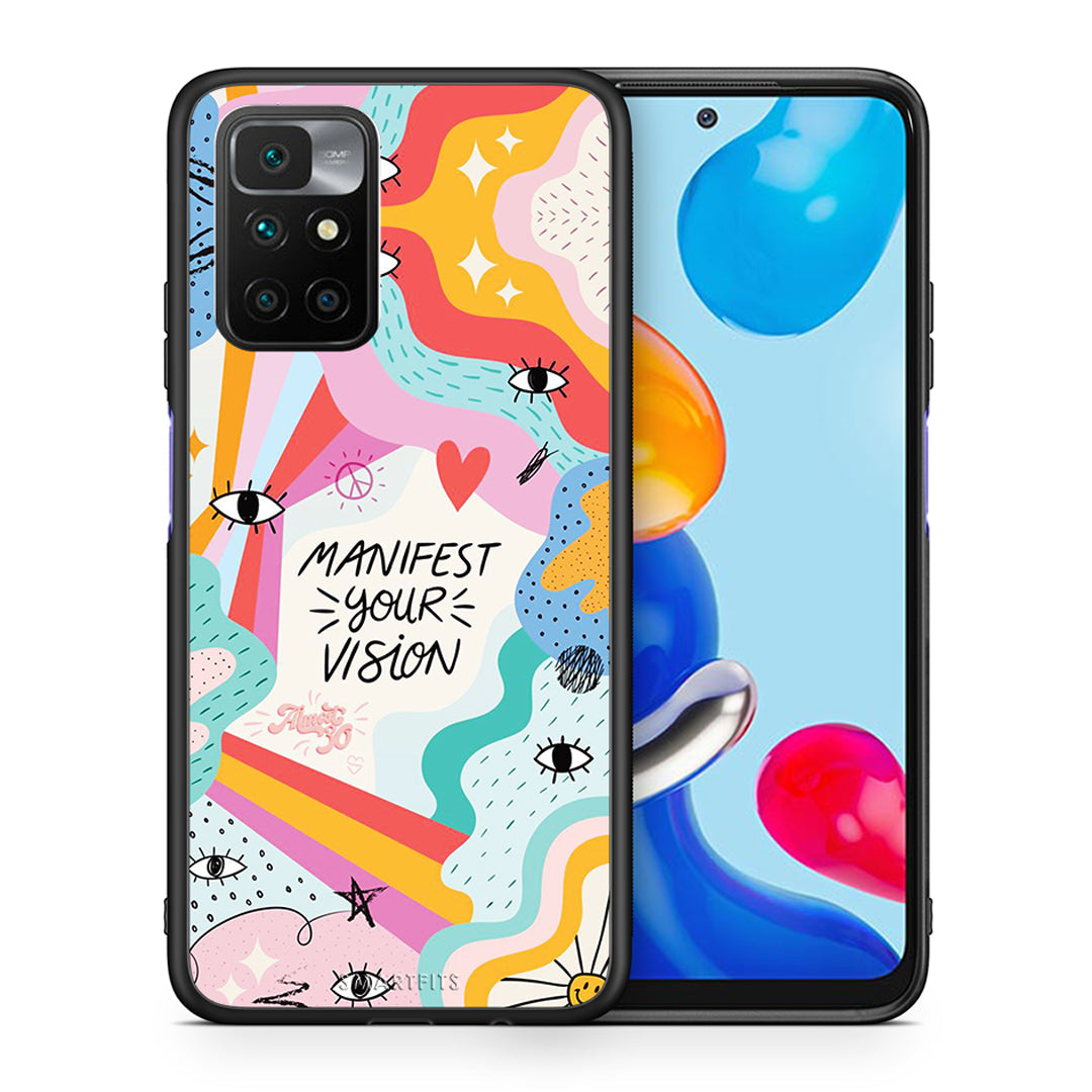 Θήκη Xiaomi Redmi 10/Redmi Note 11 4G Manifest Your Vision από τη Smartfits με σχέδιο στο πίσω μέρος και μαύρο περίβλημα | Xiaomi Redmi 10/Redmi Note 11 4G Manifest Your Vision case with colorful back and black bezels
