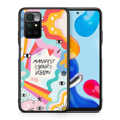 Θήκη Xiaomi Redmi 10/Redmi Note 11 4G Manifest Your Vision από τη Smartfits με σχέδιο στο πίσω μέρος και μαύρο περίβλημα | Xiaomi Redmi 10/Redmi Note 11 4G Manifest Your Vision case with colorful back and black bezels