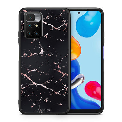 Θήκη Xiaomi Redmi 10/Redmi Note 11 4G Black Rosegold Marble από τη Smartfits με σχέδιο στο πίσω μέρος και μαύρο περίβλημα | Xiaomi Redmi 10/Redmi Note 11 4G Black Rosegold Marble case with colorful back and black bezels