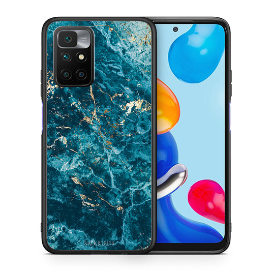 Θήκη Xiaomi Redmi 10/Redmi Note 11 4G Marble Blue από τη Smartfits με σχέδιο στο πίσω μέρος και μαύρο περίβλημα | Xiaomi Redmi 10/Redmi Note 11 4G Marble Blue case with colorful back and black bezels