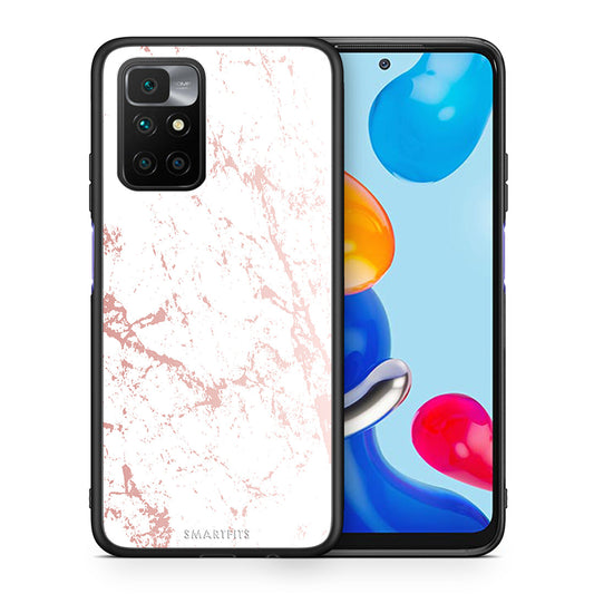 Θήκη Xiaomi Redmi 10/Redmi Note 11 4G Pink Splash Marble από τη Smartfits με σχέδιο στο πίσω μέρος και μαύρο περίβλημα | Xiaomi Redmi 10/Redmi Note 11 4G Pink Splash Marble case with colorful back and black bezels