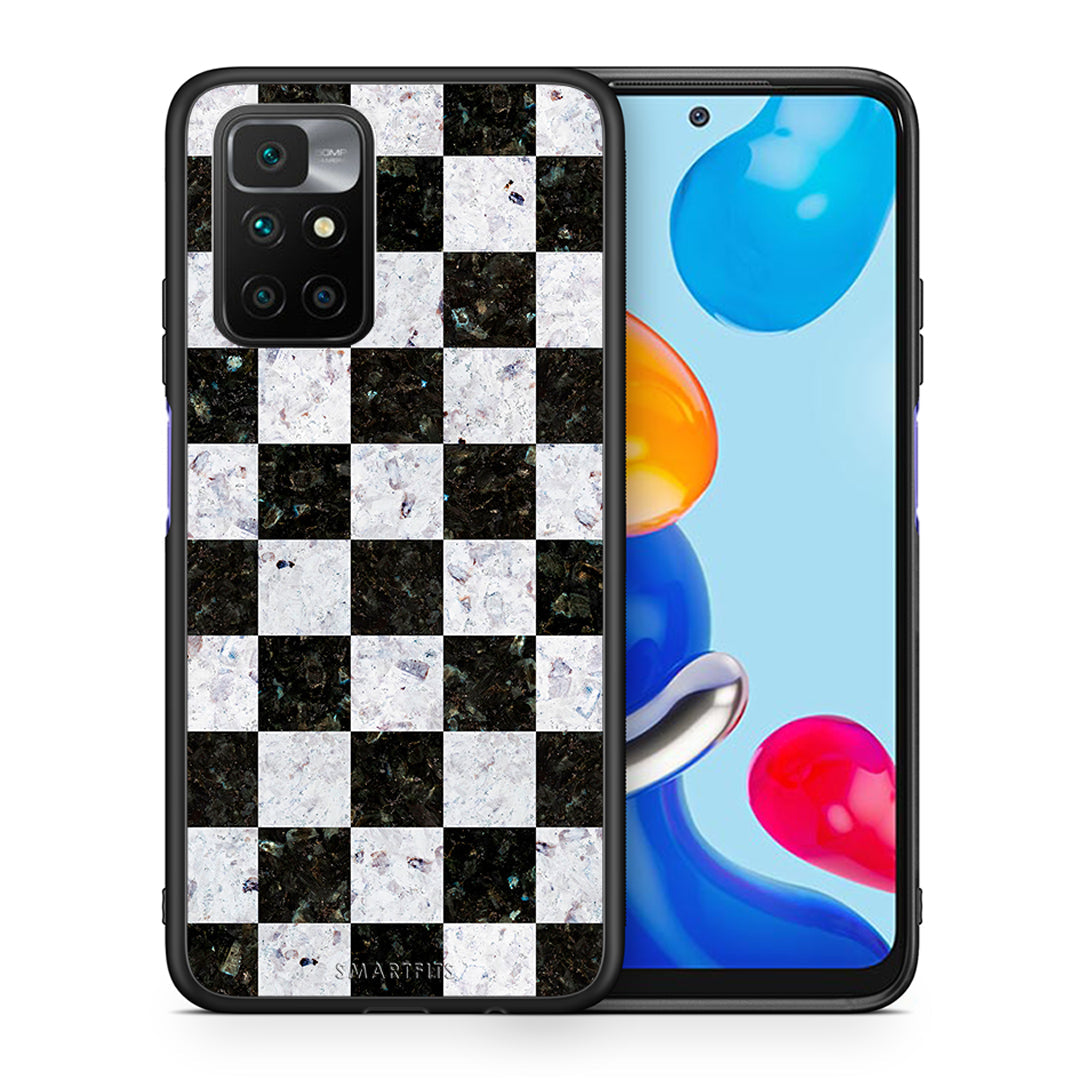 Θήκη Xiaomi Redmi 10/Redmi Note 11 4G Square Geometric Marble από τη Smartfits με σχέδιο στο πίσω μέρος και μαύρο περίβλημα | Xiaomi Redmi 10/Redmi Note 11 4G Square Geometric Marble case with colorful back and black bezels