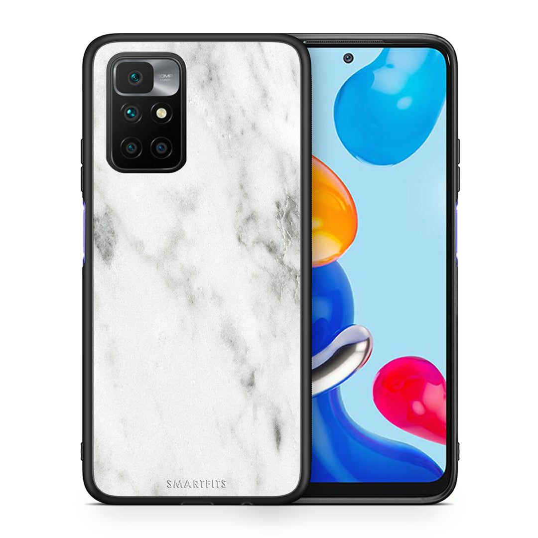 Θήκη Xiaomi Redmi 10/Redmi Note 11 4G White Marble από τη Smartfits με σχέδιο στο πίσω μέρος και μαύρο περίβλημα | Xiaomi Redmi 10/Redmi Note 11 4G White Marble case with colorful back and black bezels
