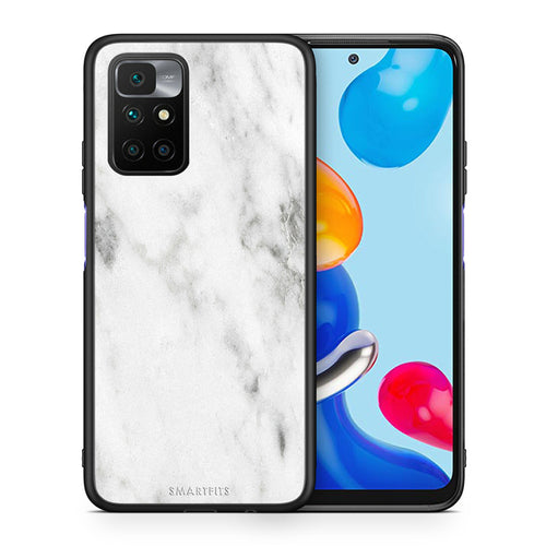 Θήκη Xiaomi Redmi 10/Redmi Note 11 4G White Marble από τη Smartfits με σχέδιο στο πίσω μέρος και μαύρο περίβλημα | Xiaomi Redmi 10/Redmi Note 11 4G White Marble case with colorful back and black bezels