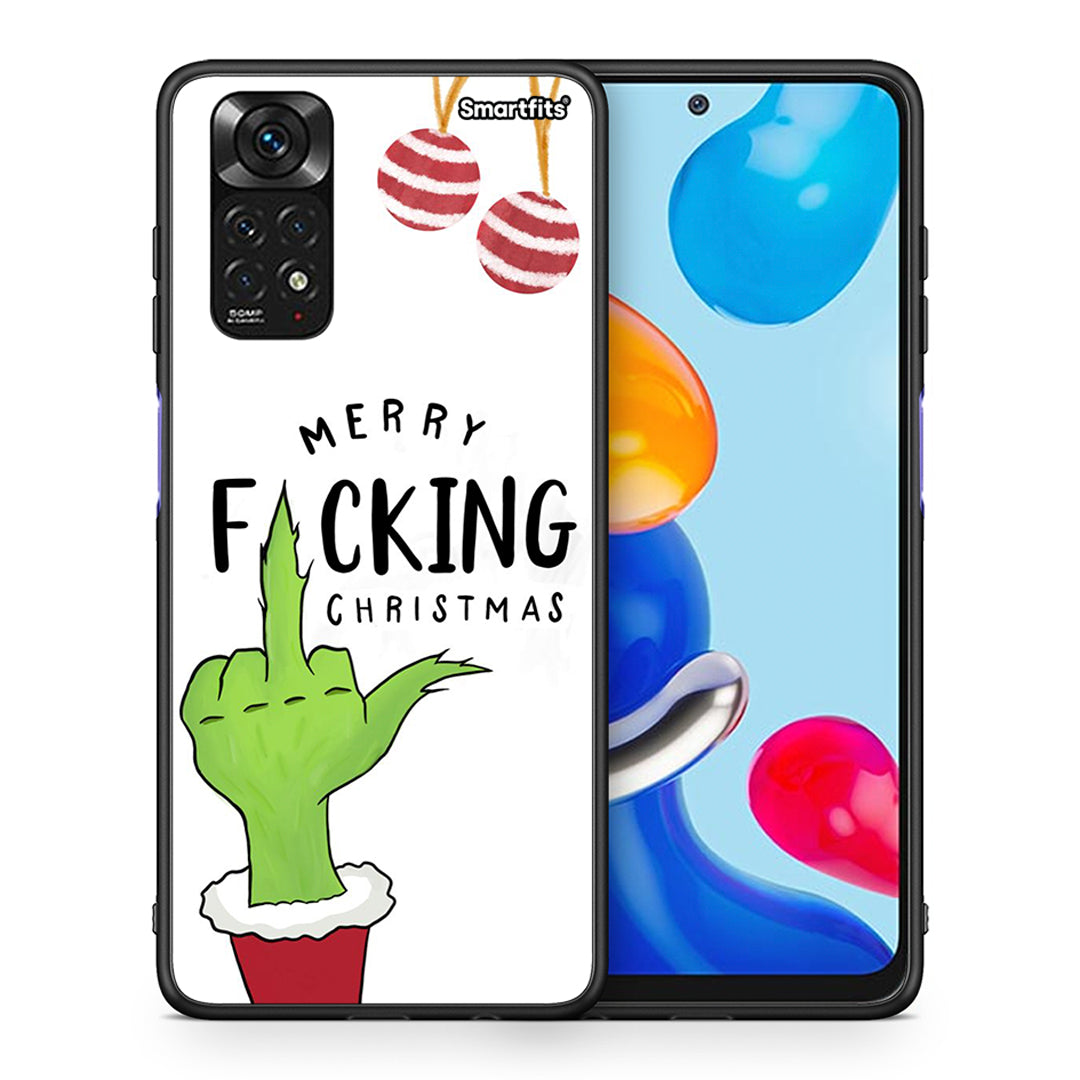 Θήκη Xiaomi Redmi 10/Redmi Note 11 4G Merry F Xmas από τη Smartfits με σχέδιο στο πίσω μέρος και μαύρο περίβλημα | Xiaomi Redmi 10/Redmi Note 11 4G Merry F Xmas case with colorful back and black bezels