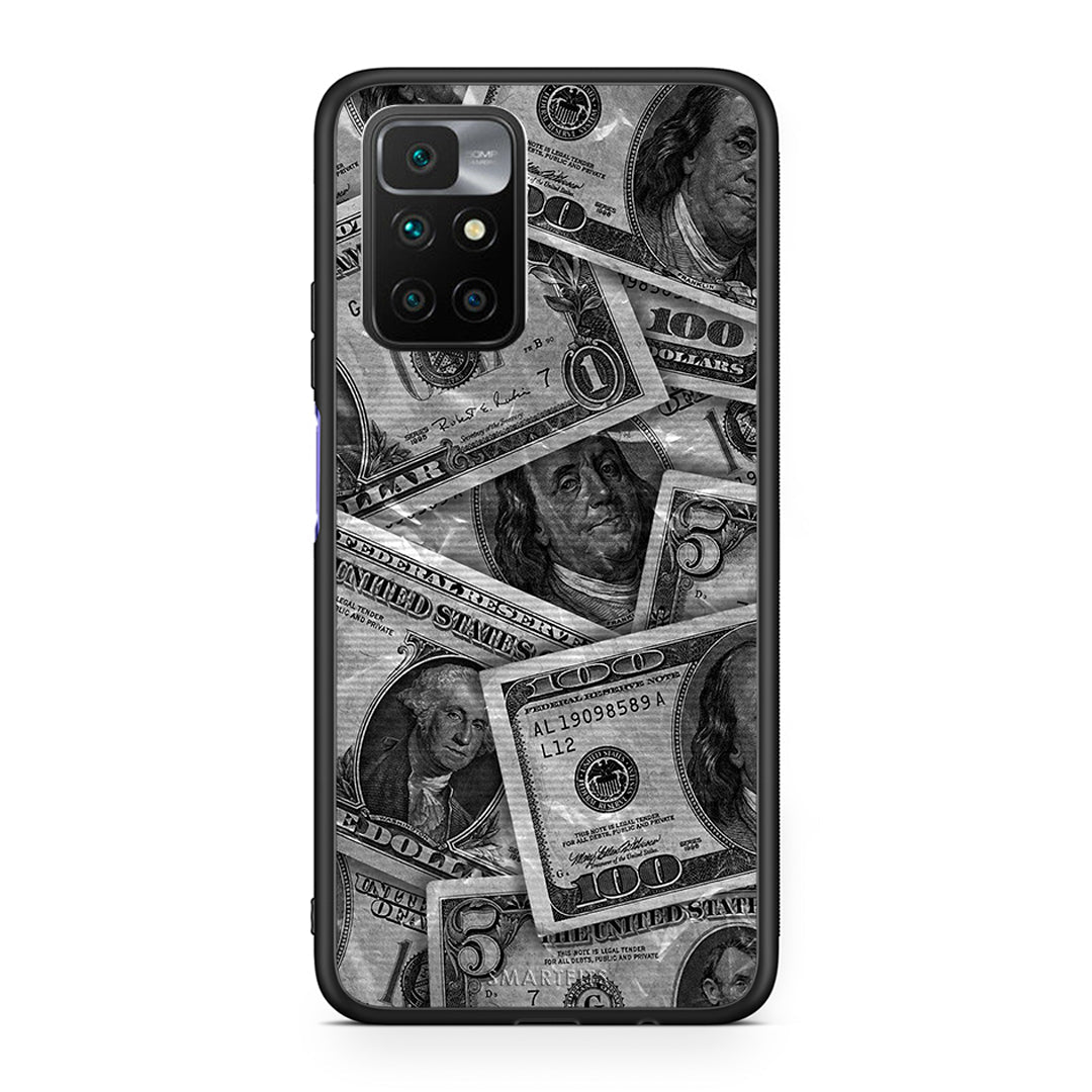 Xiaomi Redmi 10/Redmi Note 11 4G Money Dollars θήκη από τη Smartfits με σχέδιο στο πίσω μέρος και μαύρο περίβλημα | Smartphone case with colorful back and black bezels by Smartfits