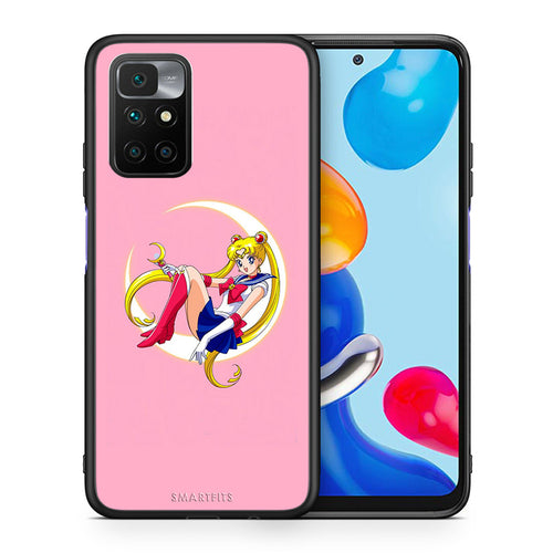 Θήκη Xiaomi Redmi 10/Redmi Note 11 4G Moon Girl από τη Smartfits με σχέδιο στο πίσω μέρος και μαύρο περίβλημα | Xiaomi Redmi 10/Redmi Note 11 4G Moon Girl case with colorful back and black bezels