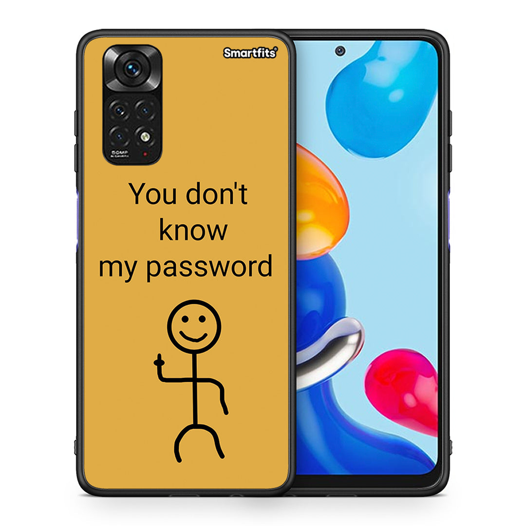 Θήκη Xiaomi Redmi Note 11 My Password από τη Smartfits με σχέδιο στο πίσω μέρος και μαύρο περίβλημα | Xiaomi Redmi Note 11 My Password case with colorful back and black bezels