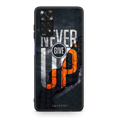 Xiaomi Redmi Note 11 Never Give Up Θήκη Αγίου Βαλεντίνου από τη Smartfits με σχέδιο στο πίσω μέρος και μαύρο περίβλημα | Smartphone case with colorful back and black bezels by Smartfits