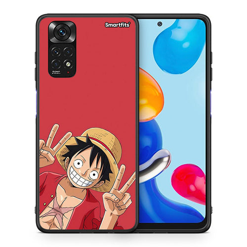 Θήκη Xiaomi Redmi Note 11 Pirate Luffy από τη Smartfits με σχέδιο στο πίσω μέρος και μαύρο περίβλημα | Xiaomi Redmi Note 11 Pirate Luffy case with colorful back and black bezels