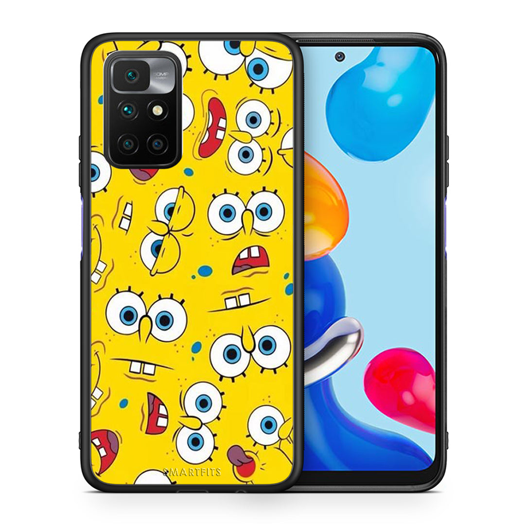 Θήκη Xiaomi Redmi 10/Redmi Note 11 4G Sponge PopArt από τη Smartfits με σχέδιο στο πίσω μέρος και μαύρο περίβλημα | Xiaomi Redmi 10/Redmi Note 11 4G Sponge PopArt case with colorful back and black bezels