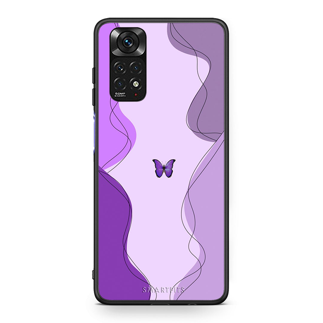 Xiaomi Redmi Note 11 Purple Mariposa Θήκη Αγίου Βαλεντίνου από τη Smartfits με σχέδιο στο πίσω μέρος και μαύρο περίβλημα | Smartphone case with colorful back and black bezels by Smartfits