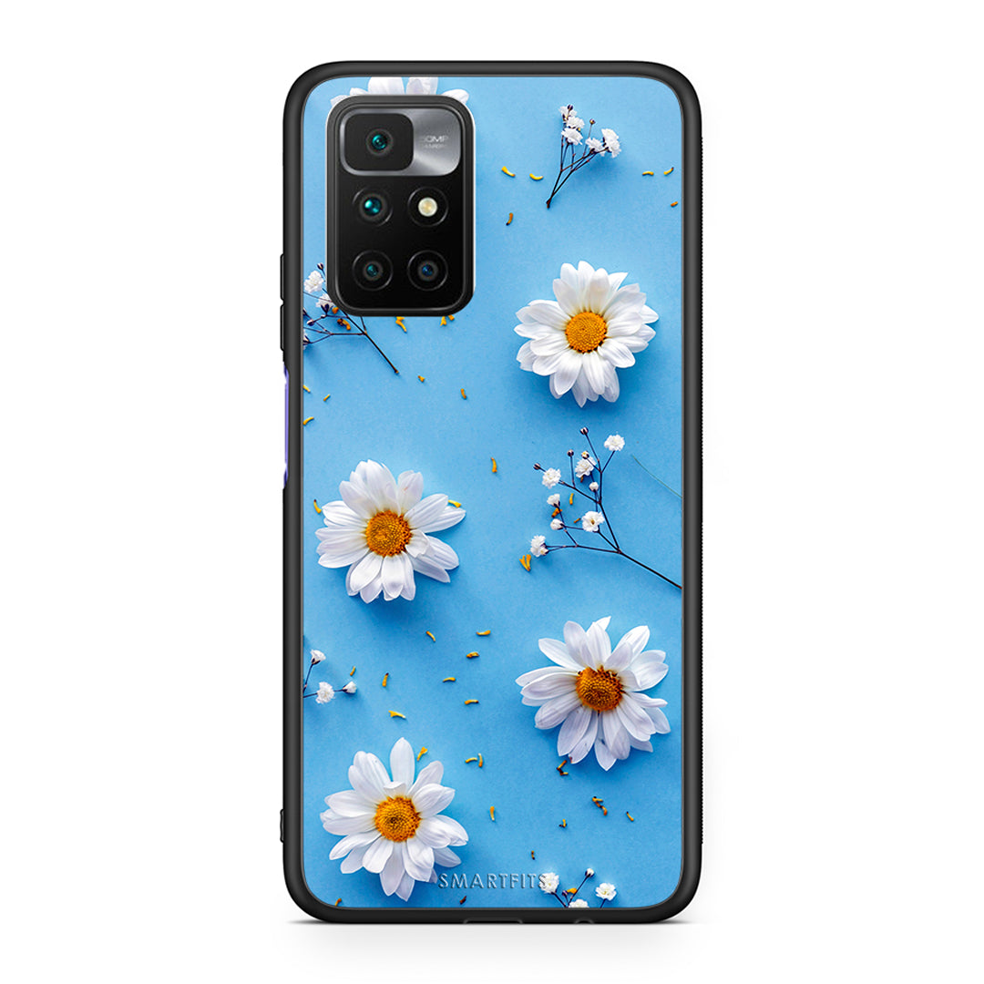 Xiaomi Redmi 10/Redmi Note 11 4G Real Daisies θήκη από τη Smartfits με σχέδιο στο πίσω μέρος και μαύρο περίβλημα | Smartphone case with colorful back and black bezels by Smartfits
