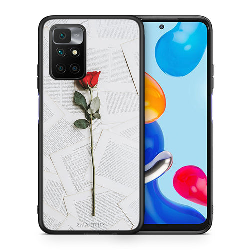 Θήκη Xiaomi Redmi 10/Redmi Note 11 4G Red Rose από τη Smartfits με σχέδιο στο πίσω μέρος και μαύρο περίβλημα | Xiaomi Redmi 10/Redmi Note 11 4G Red Rose case with colorful back and black bezels