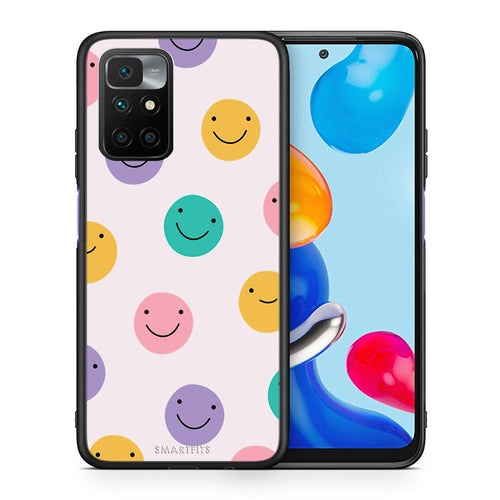 Θήκη Xiaomi Redmi 10/Redmi Note 11 4G Smiley Faces από τη Smartfits με σχέδιο στο πίσω μέρος και μαύρο περίβλημα | Xiaomi Redmi 10/Redmi Note 11 4G Smiley Faces case with colorful back and black bezels