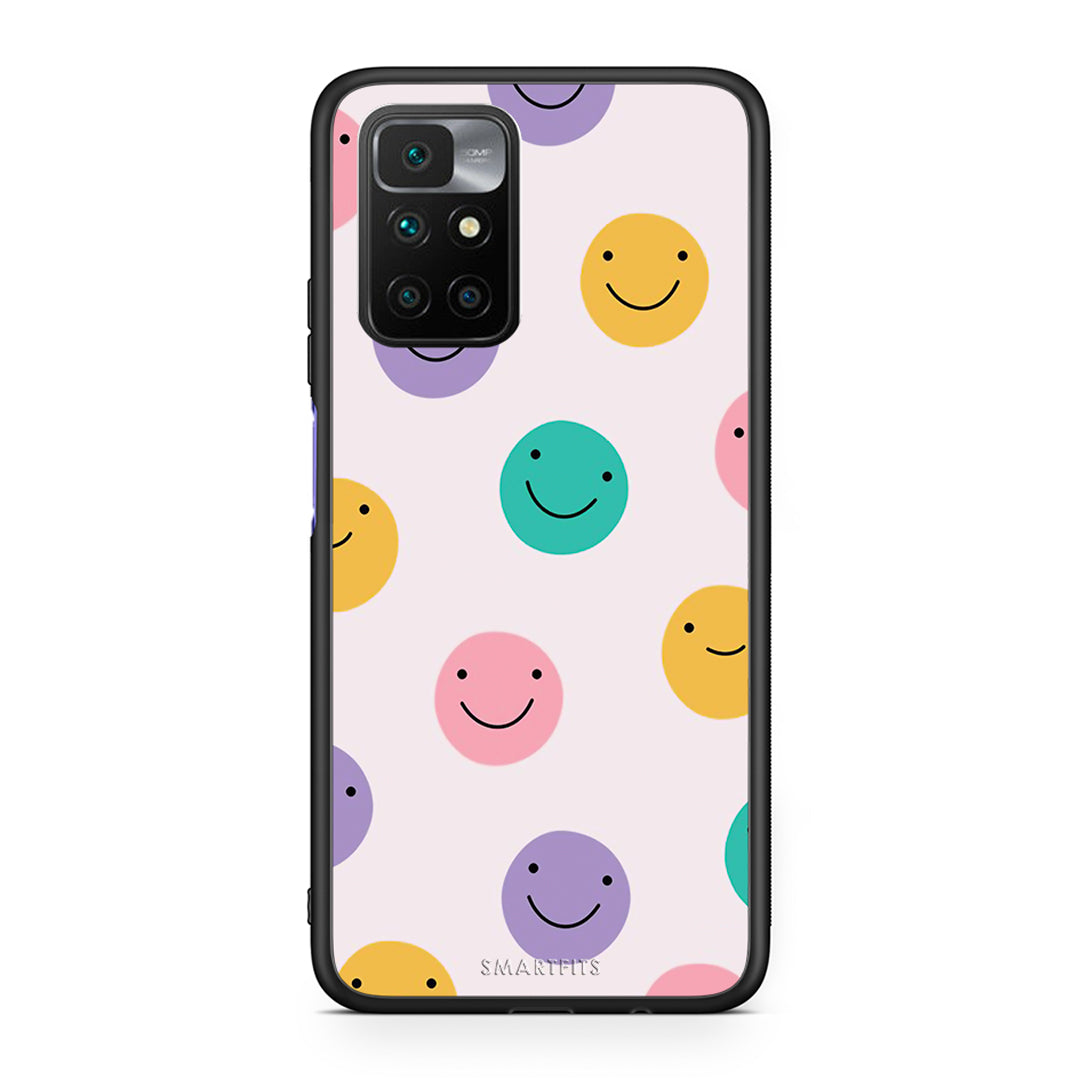 Xiaomi Redmi 10/Redmi Note 11 4G Smiley Faces θήκη από τη Smartfits με σχέδιο στο πίσω μέρος και μαύρο περίβλημα | Smartphone case with colorful back and black bezels by Smartfits