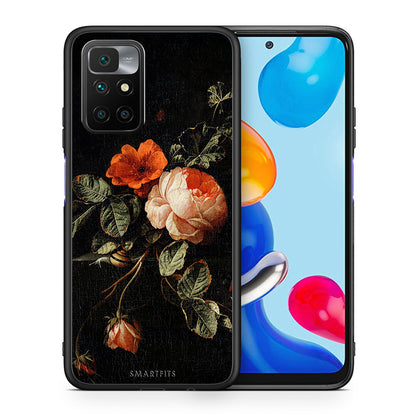 Θήκη Xiaomi Redmi 10/Redmi Note 11 4G Vintage Roses από τη Smartfits με σχέδιο στο πίσω μέρος και μαύρο περίβλημα | Xiaomi Redmi 10/Redmi Note 11 4G Vintage Roses case with colorful back and black bezels